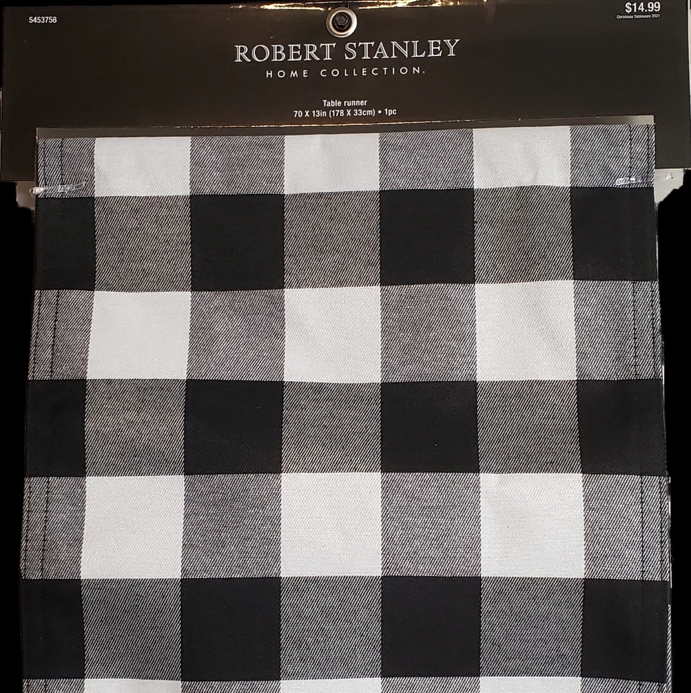 Buffalo Big Check/Plaid Table Runner Farmhouse Black and White 70" Long 13" Wide - Picture 1 of 3